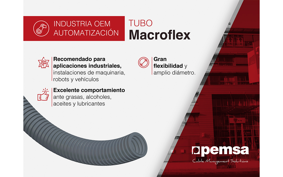 Tubo MACROFLEX de Pemsa, la mejor solución para cables de grandes diámetros 